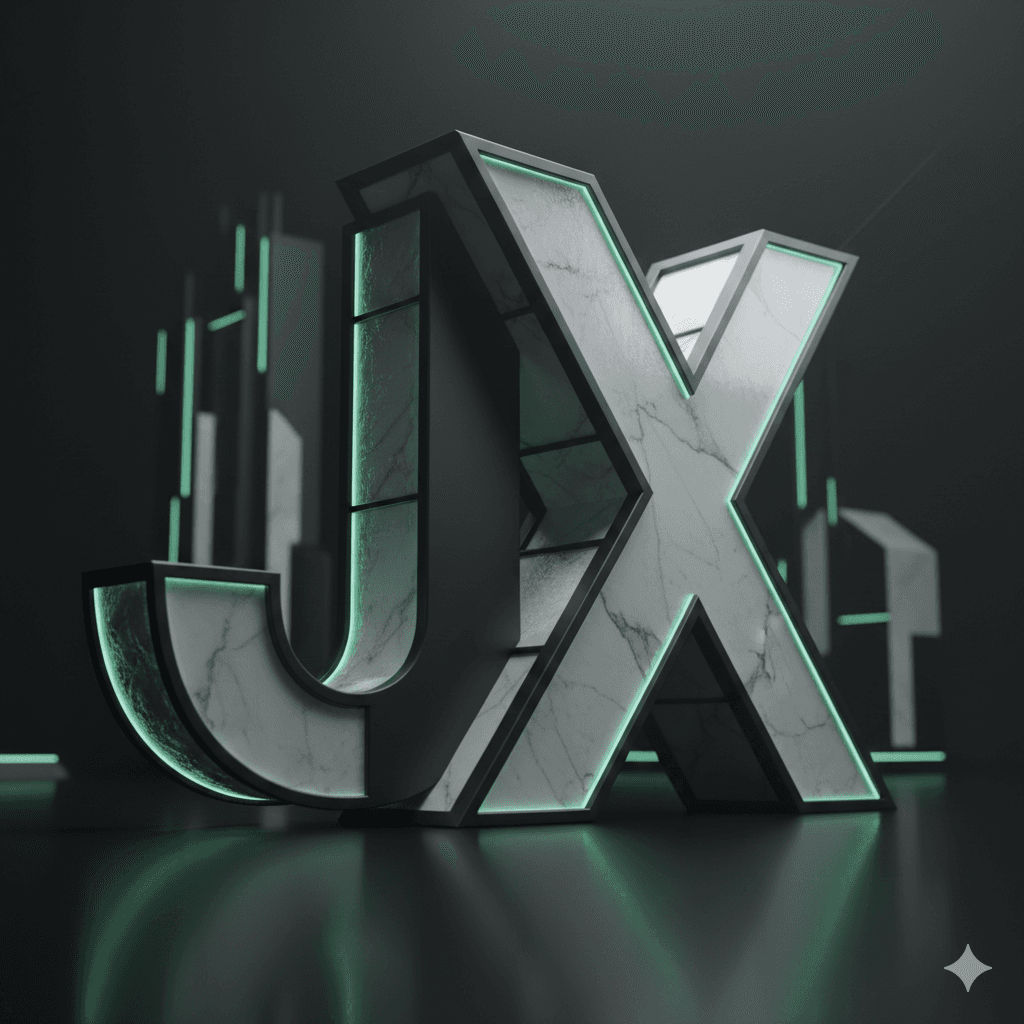 Abstract 3D JadeedX J and X Background with Mint Accents
