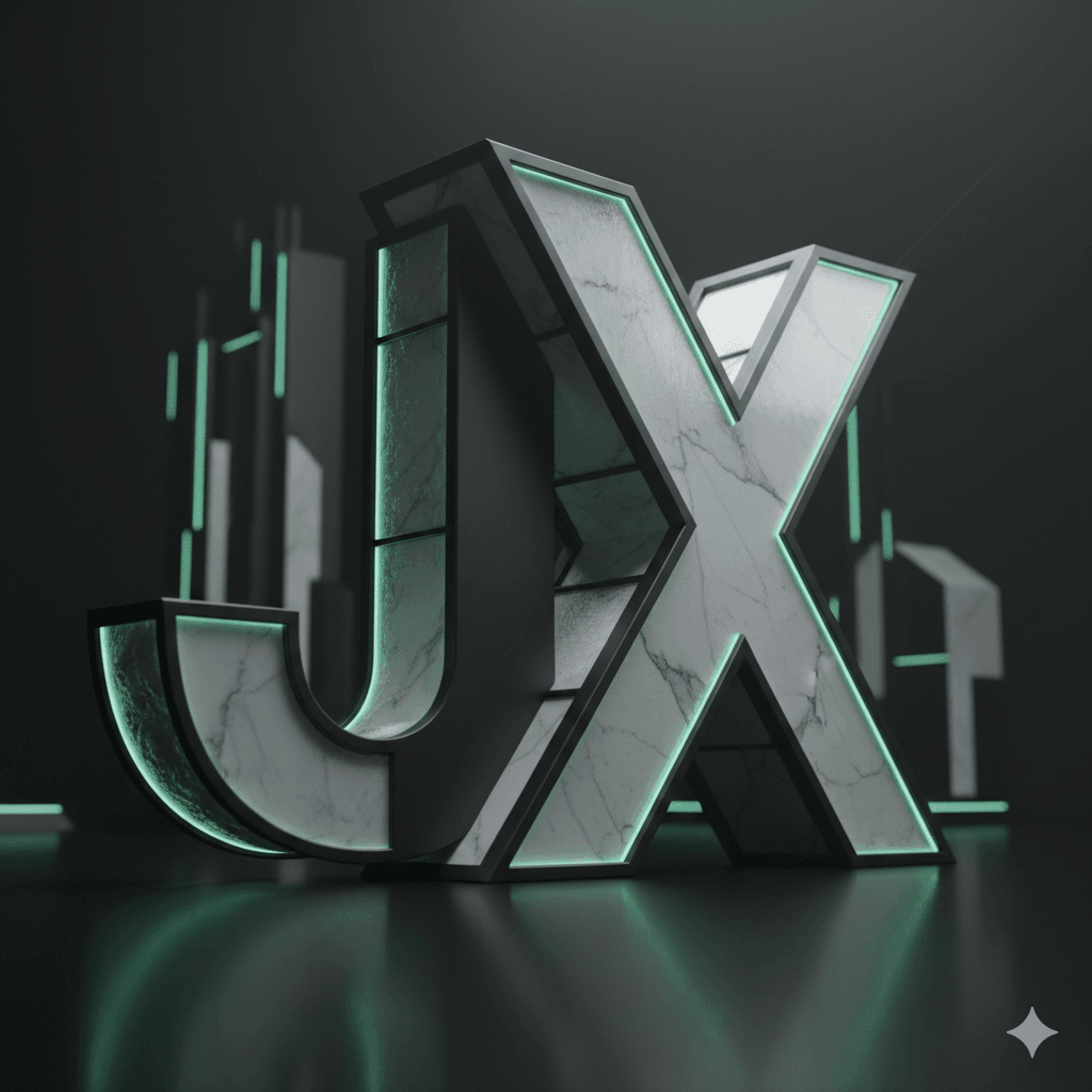 Abstract 3D JadeedX J and X Background with Mint Accents